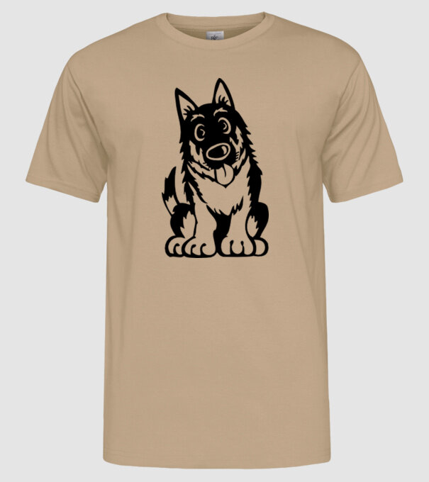 câine lup model nisipiu pe tricou
