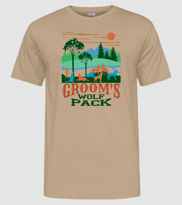 Grooms wolf pack model nisipiu pe tricou