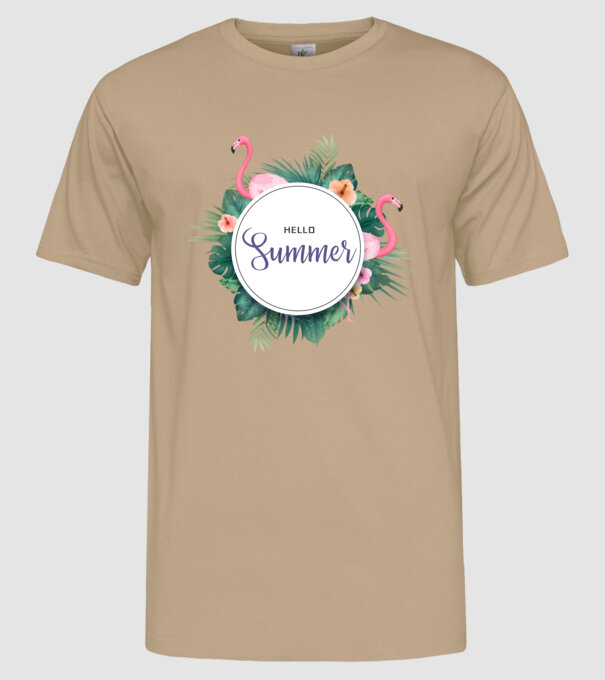 Hello summer model nisipiu pe tricou