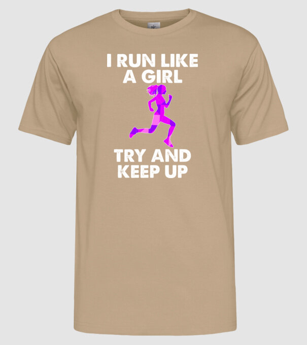 I run like a girl model nisipiu pe tricou