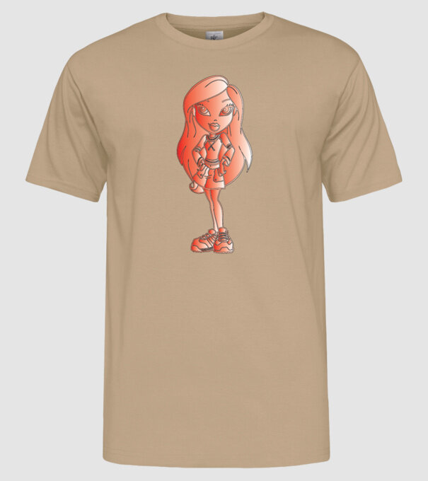 fetiță model nisipiu pe tricou