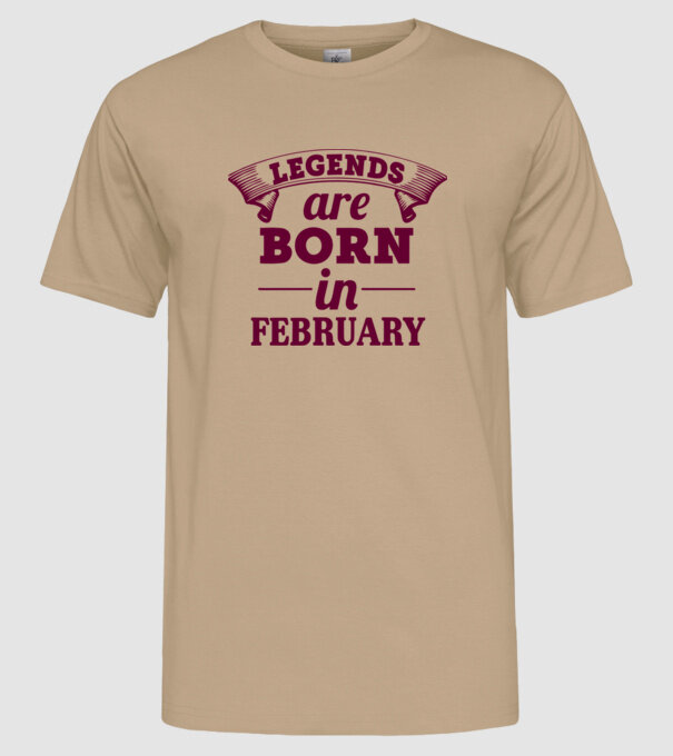 Legends are born in February model nisipiu pe tricou