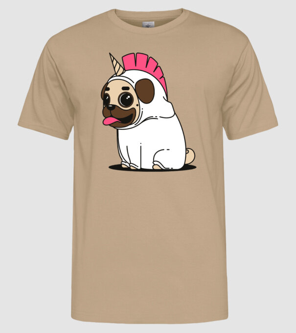 Pug Unicorn model nisipiu pe tricou