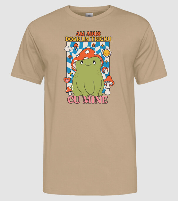 am adus doar un tricou cu mine! model nisipiu pe tricou