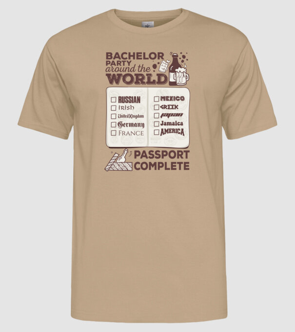 Bachelor Party World tour model nisipiu pe tricou