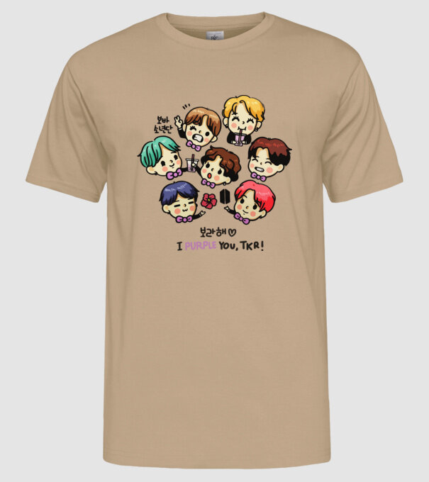 BTS chibi model nisipiu pe tricou