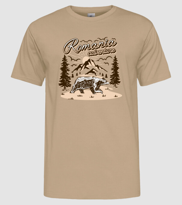 Romania bear adventure model nisipiu pe tricou