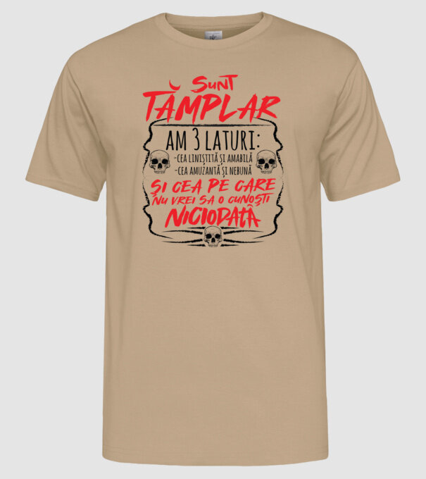 sunt tâmplar am 3 laturi model nisipiu pe tricou