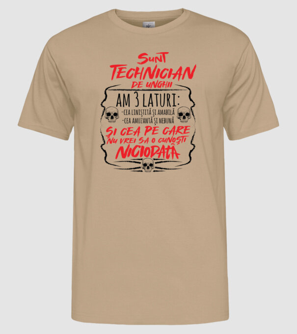 sunt tehnician de unghii am 3 laturi model nisipiu pe tricou
