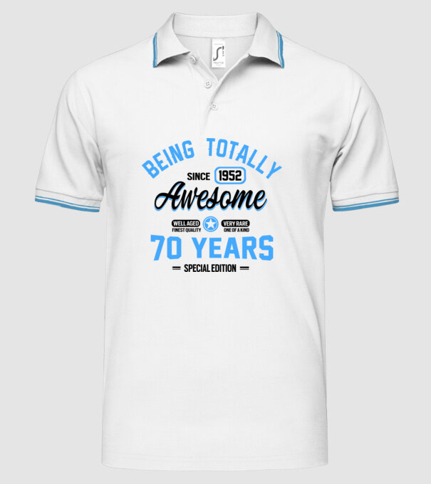 70 years of being totally awesome model alb pe tricou