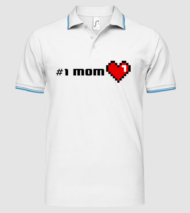 8bit mom number one model alb pe tricou