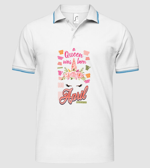 A queen was born in ÁPRILIS model alb pe tricou