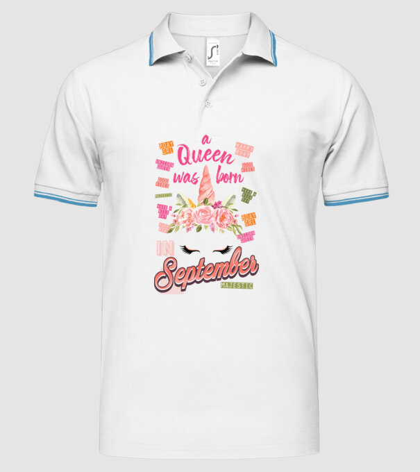 A queen was born in SZEPTEMBER model alb pe tricou