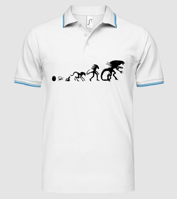 Evoluție Alien model alb pe tricou