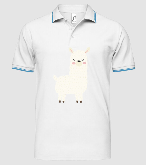 Alpaca model alb pe tricou