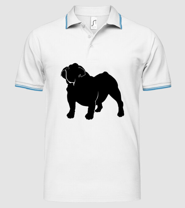 Bulldog englezesc model alb pe tricou