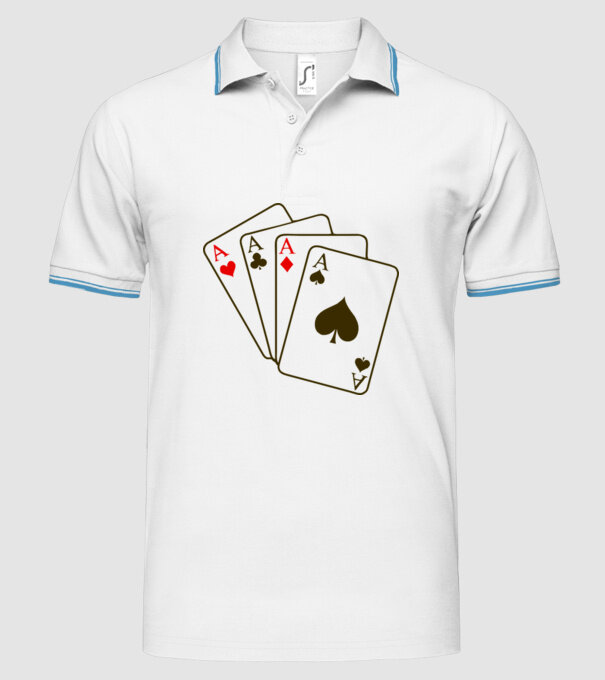 Ași model alb pe tricou