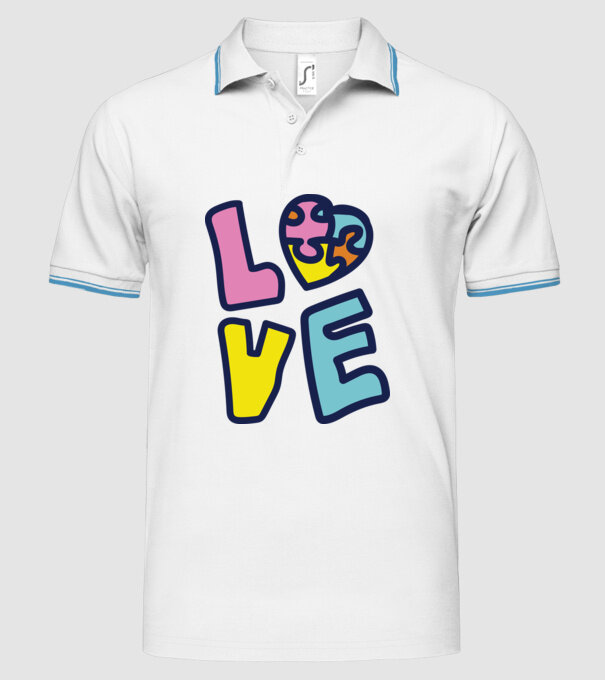 Ziua Mondială a Autismului LOVE model alb pe tricou