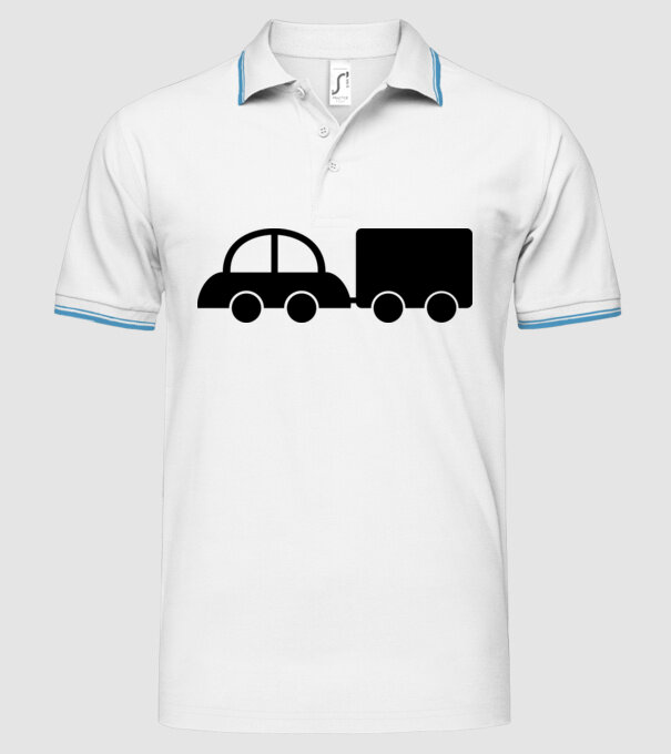 Car with tail model alb pe tricou
