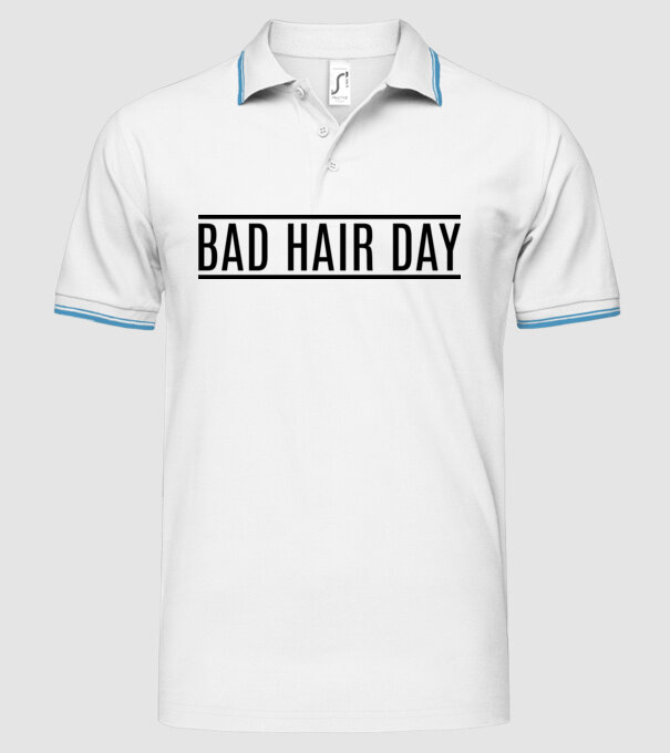 Bad hair day model alb pe tricou