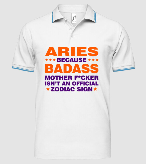 Badass zodiac ARIES model alb pe tricou