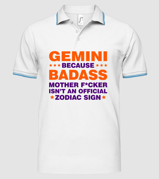 Badass zodiac GEMINI model alb pe tricou
