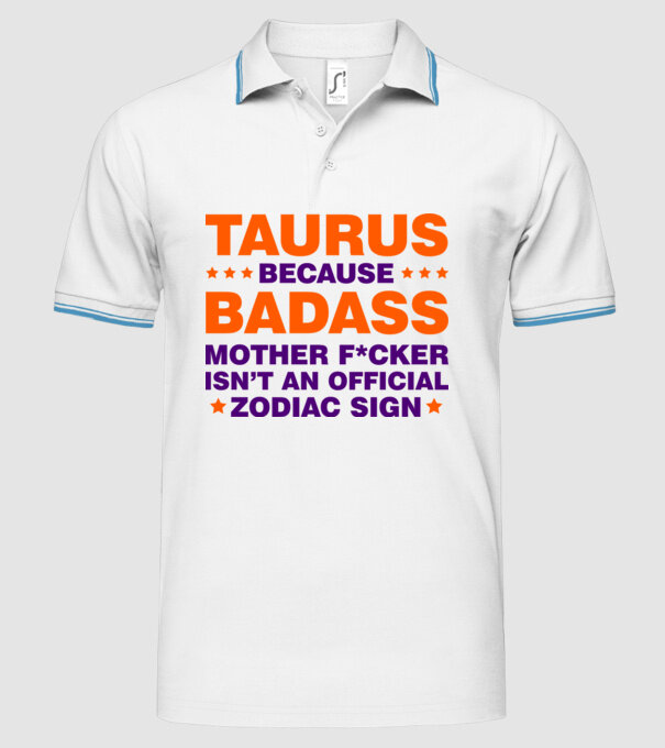Badass zodiac TAURUS model alb pe tricou