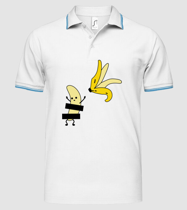 Cuplu Banană fată model alb pe tricou