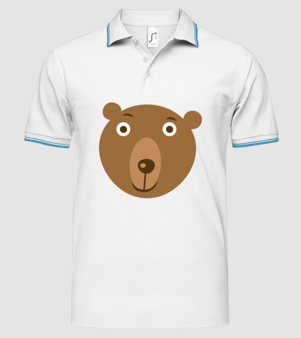 Bear Face model alb pe tricou
