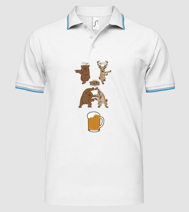 Bear deer beer model alb pe tricou