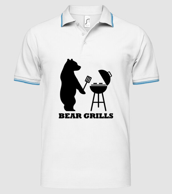 Bear Grills model alb pe tricou