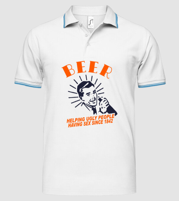 beeer model alb pe tricou