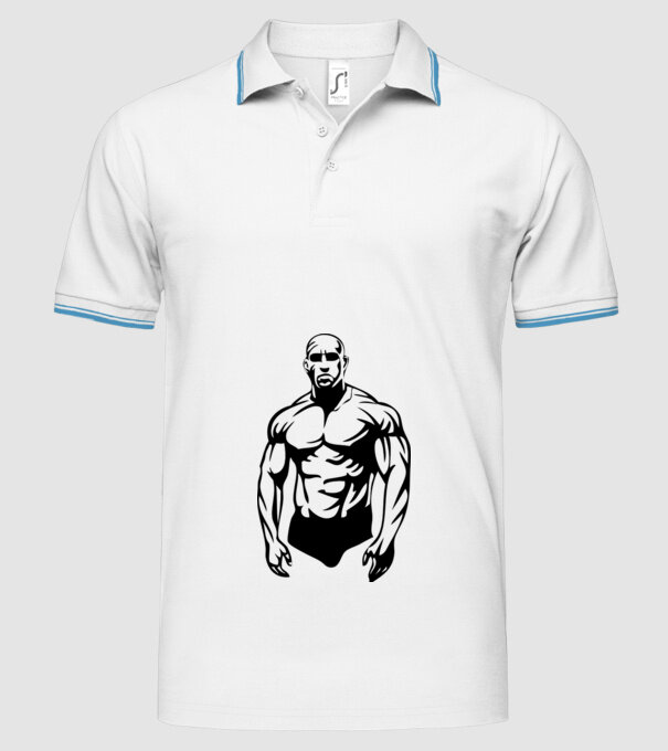bodybuilding model alb pe tricou