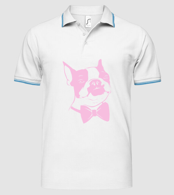 Boston Terrier model alb pe tricou