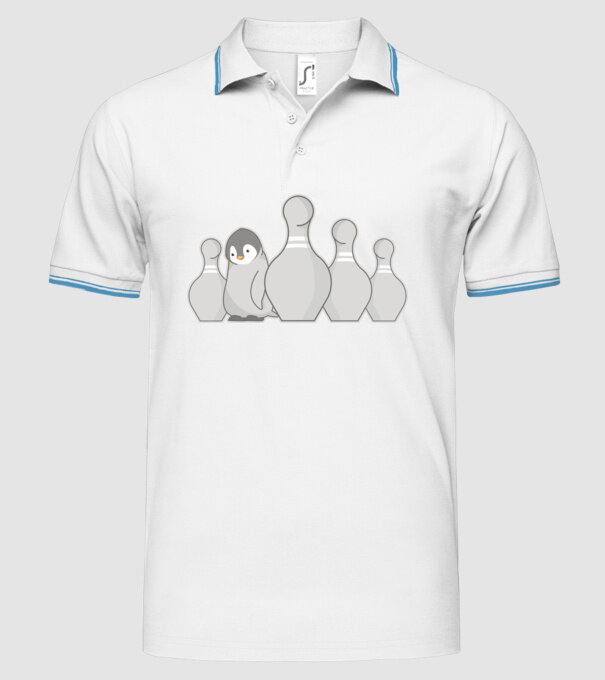 Bowling pinguin model alb pe tricou
