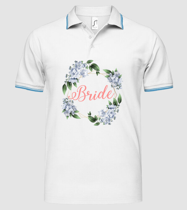 BRIDE blue floral model alb pe tricou