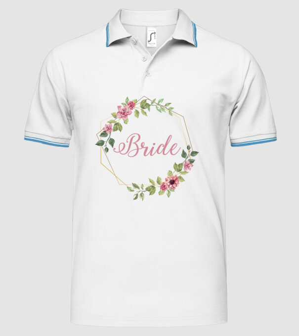 BRIDE pink floral model alb pe tricou