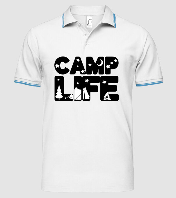 Camp life 2c model alb pe tricou