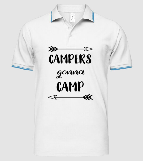 Campers gonna camp model alb pe tricou