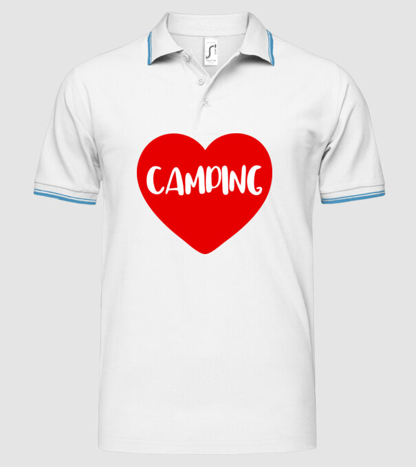 Camping heart model alb pe tricou
