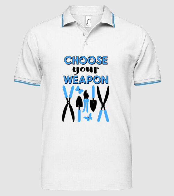 Choose your weapon model alb pe tricou