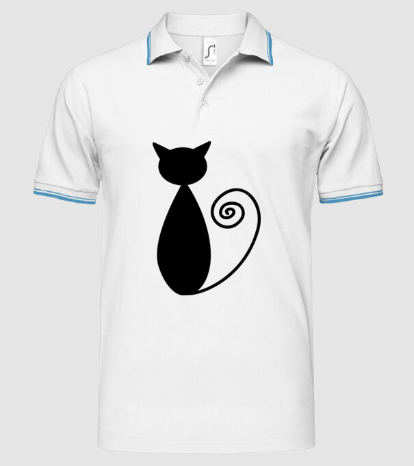 Siluetă pisică model alb pe tricou