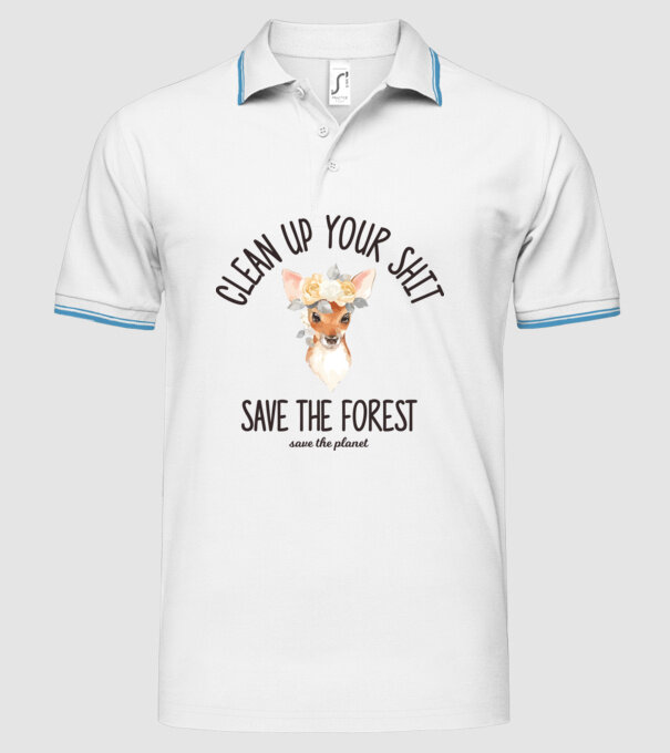Clean up your shit model alb pe tricou