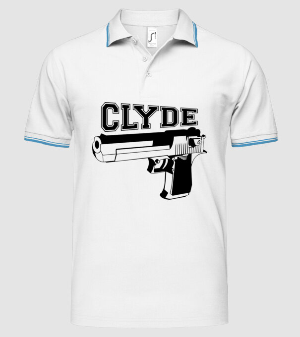 Clyde model alb pe tricou