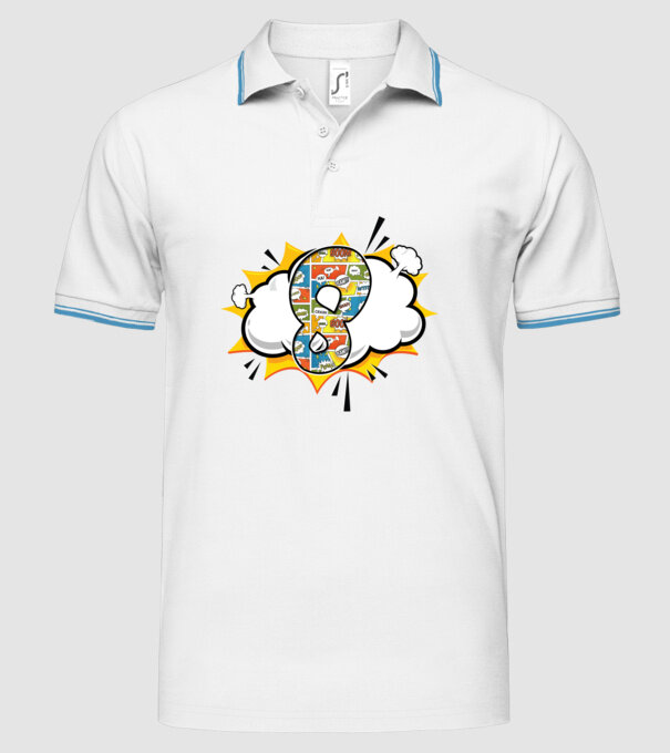 Birthday Comic Number 8 model alb pe tricou