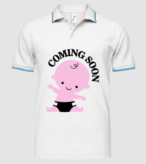 Coming soon baby model alb pe tricou