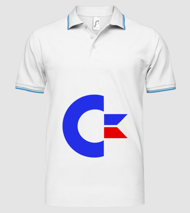 Logo Commodore model alb pe tricou