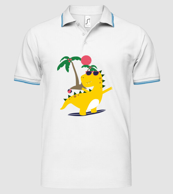 dinozaur drăguț vară model alb pe tricou