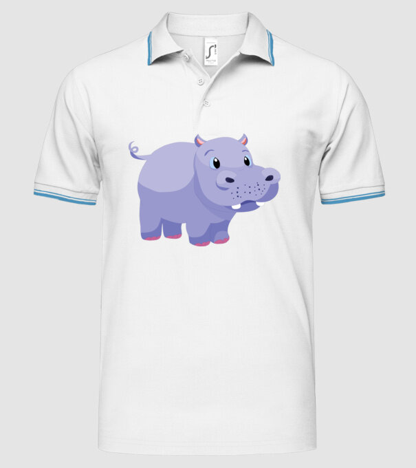 Hipopotam drăguț model alb pe tricou