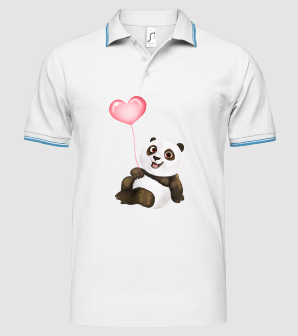 Cute panda with heart model alb pe tricou